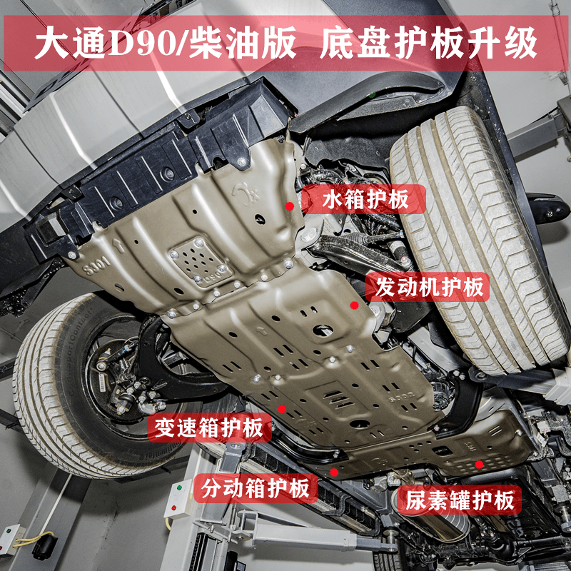 上汽大通D90底盘下护板柴油改装T60领地车底防护板发动机水箱挡板