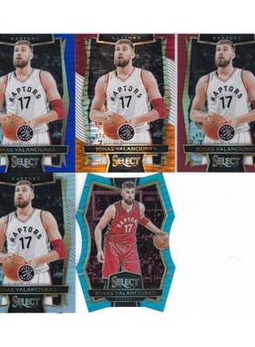 NBA球星卡 panini16-17select 瓦兰丘纳斯 盾牌红蓝三色折射#100