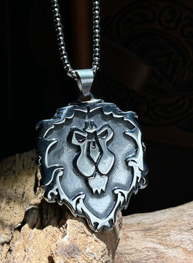 魔兽联盟狮子王冠项链男钛钢
