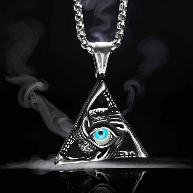 哥特个性三角形恶魔之眼钛钢项链