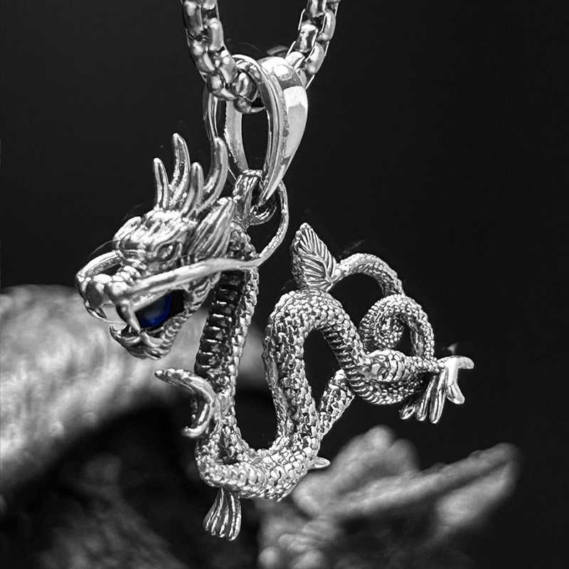手工雕刻纯银龙吊坠男款项链男高级感国潮饰品龙年本命年配饰个性