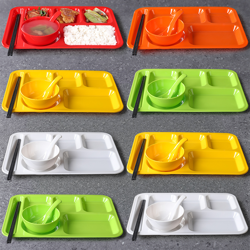 密胺餐具六格快餐盘子长方形