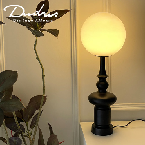 复古罗马柱客厅沙发旁落地氛围灯美式中古风卧室床头立式装饰台灯