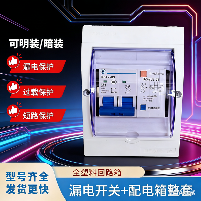 【正品】漏电保护器开关加配电盒2P空气开关带漏电保护家用