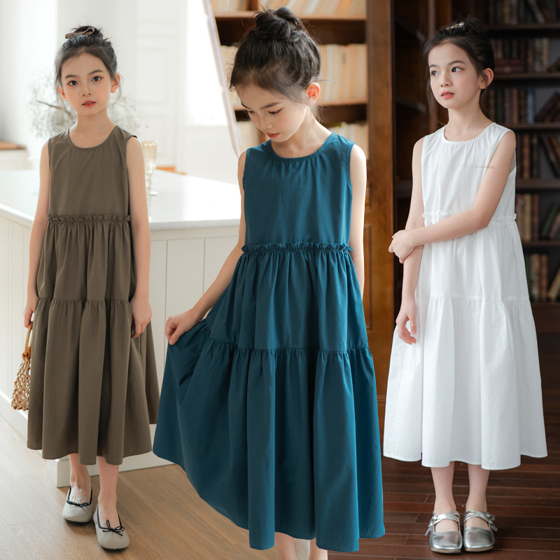 女童长款无袖背心连衣裙夏季