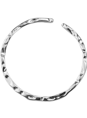 925纯银极简手工开口可调节戒指