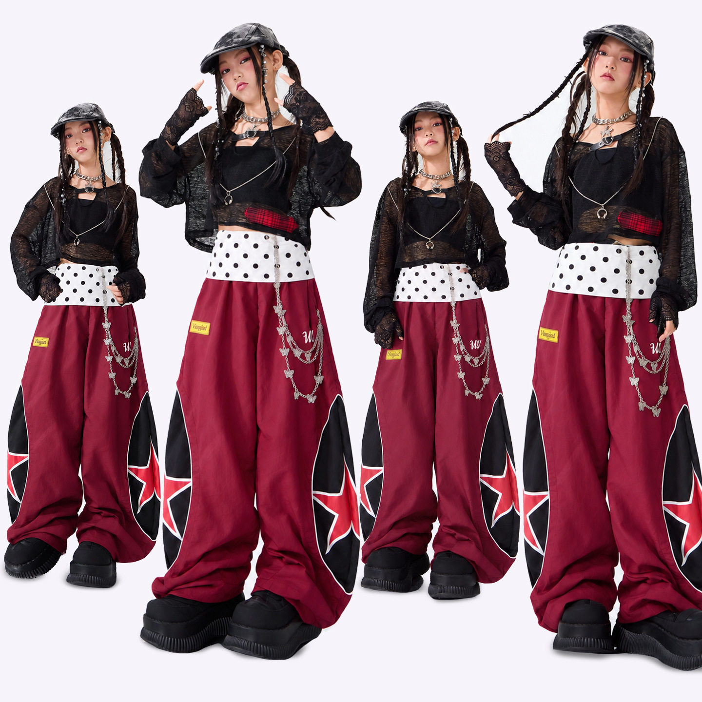 爵士舞女童服装少儿皮衣炸街时尚表演出服儿童JAZZ舞台模特走秀服