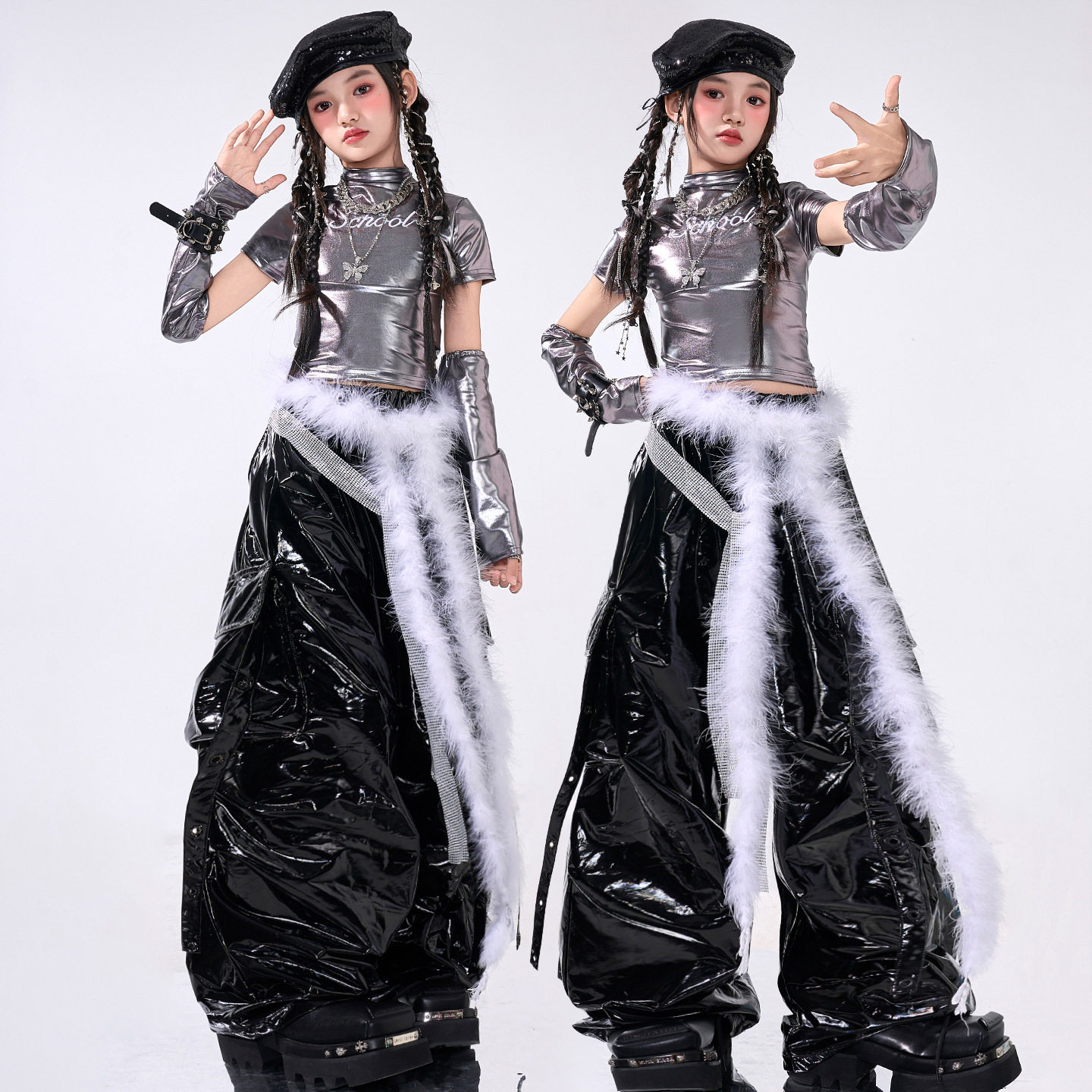 爵士舞女童服装潮酷时髦少儿街舞jazz演出服秋季炸街甜酷套装女团