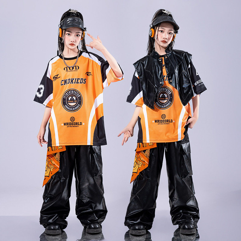 街舞儿童潮服hiphop童装少儿服装男童架子鼓演出服嘻哈潮牌套装