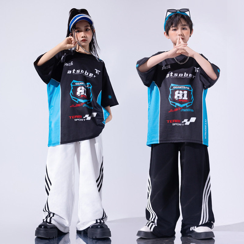 街舞儿童潮服酷帅男童架子鼓演出服少儿服装hiphop童装定制潮牌夏