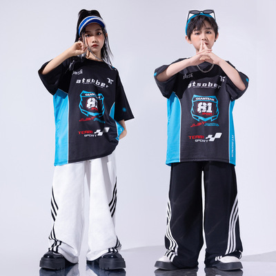 街舞儿童潮服酷帅男童架子鼓演出服少儿服装hiphop童装定制潮牌夏