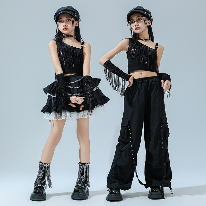 少儿爵士舞演出服女童服装潮酷jazz儿童舞蹈走秀韩版潮服女团