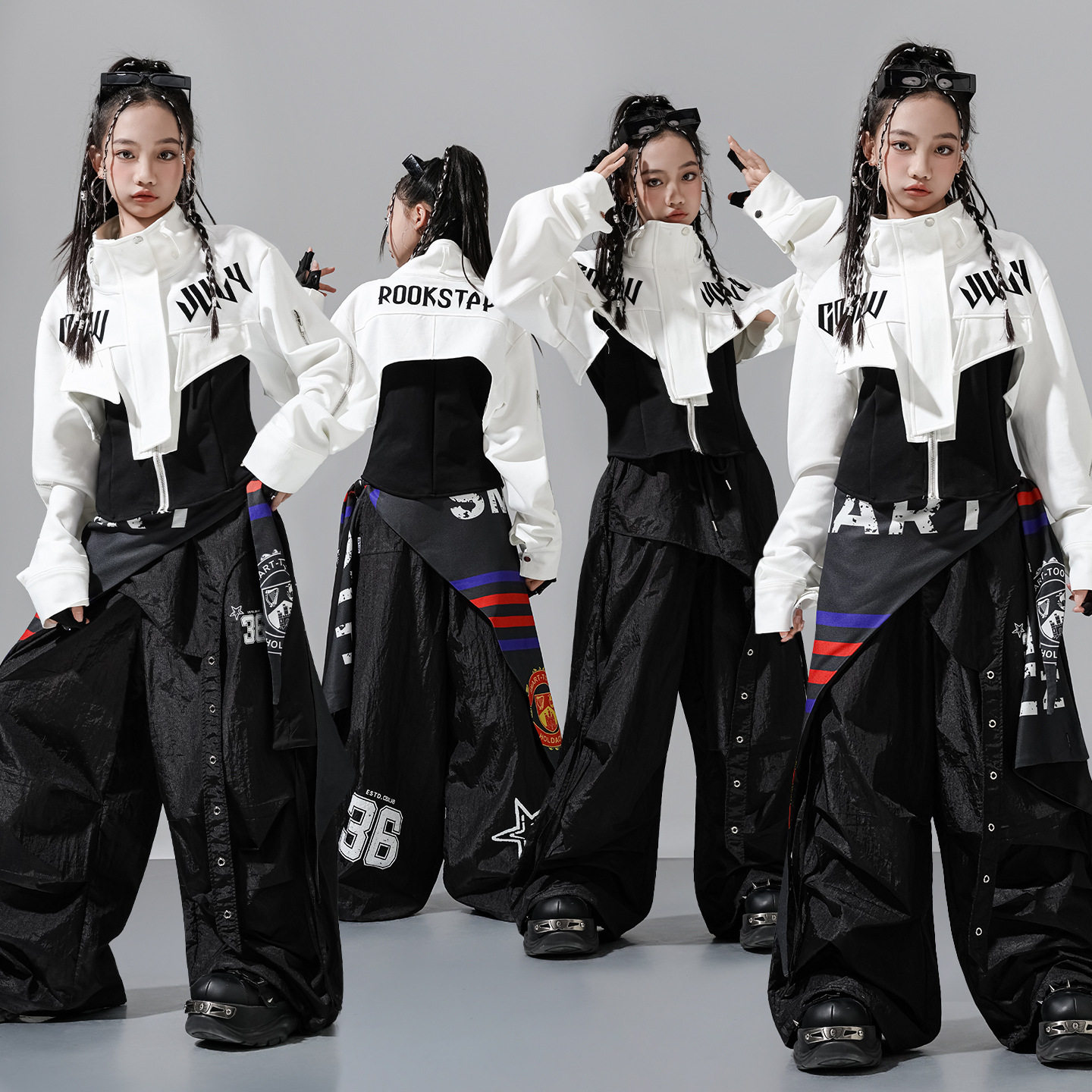 女童爵士舞服装jazz潮服套装中大童演出服儿童街舞练功服表演服潮