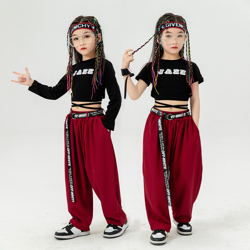 六一女童爵士舞演出服装女孩露脐JAZZ定制表演服排练练功走秀潮装
