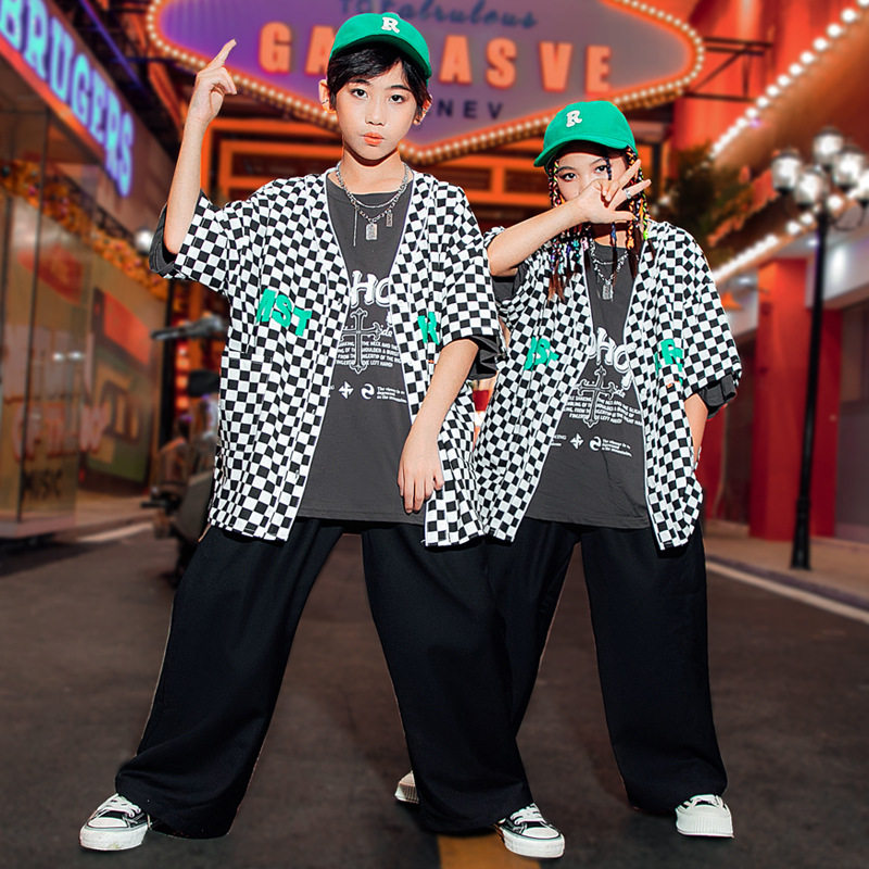 街舞儿童潮服男童定制夏季童装潮牌女童走秀服装少儿hiphop演出服