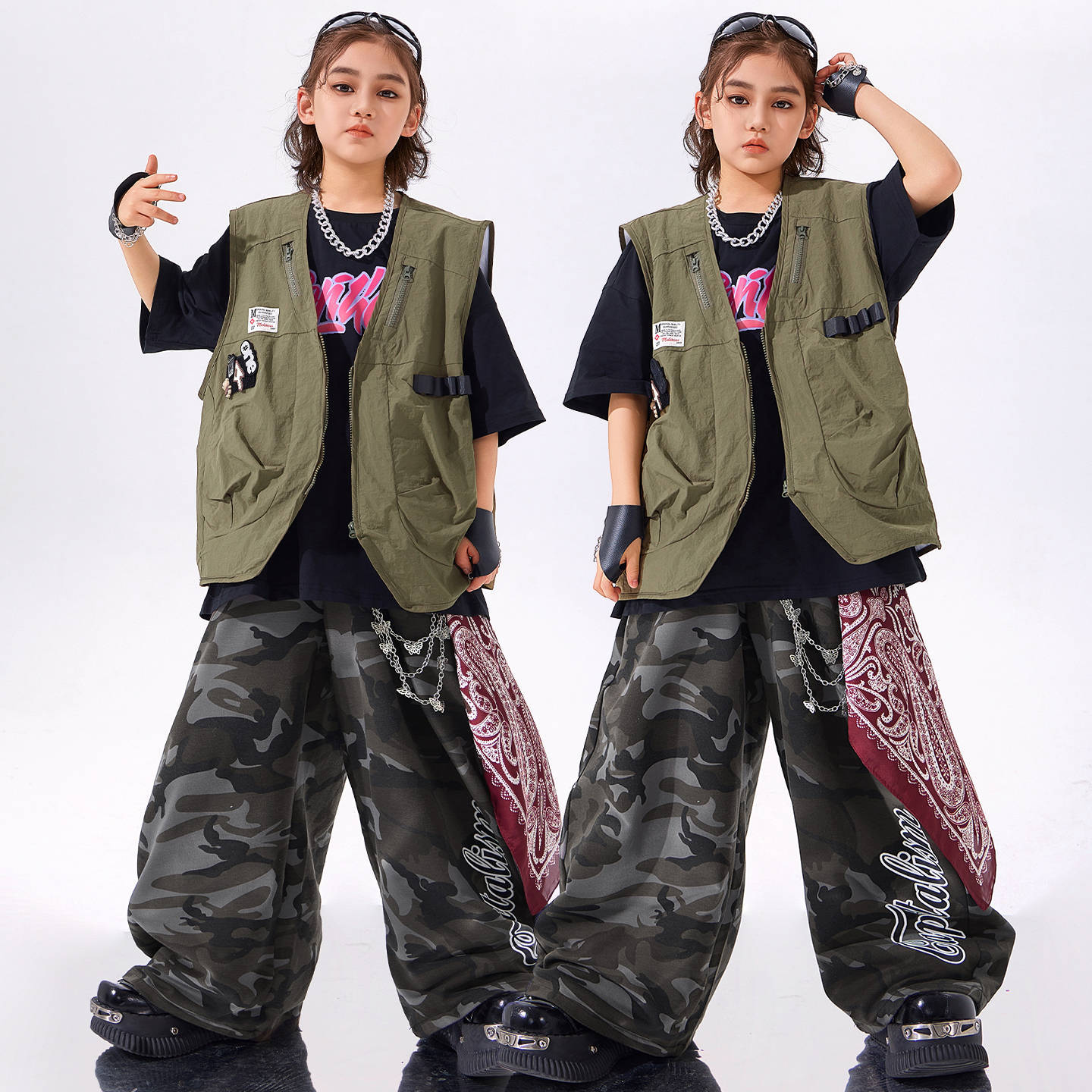 儿童街舞潮服男童嘻哈潮酷hiphop演出服少儿架子鼓六一表演服舞蹈