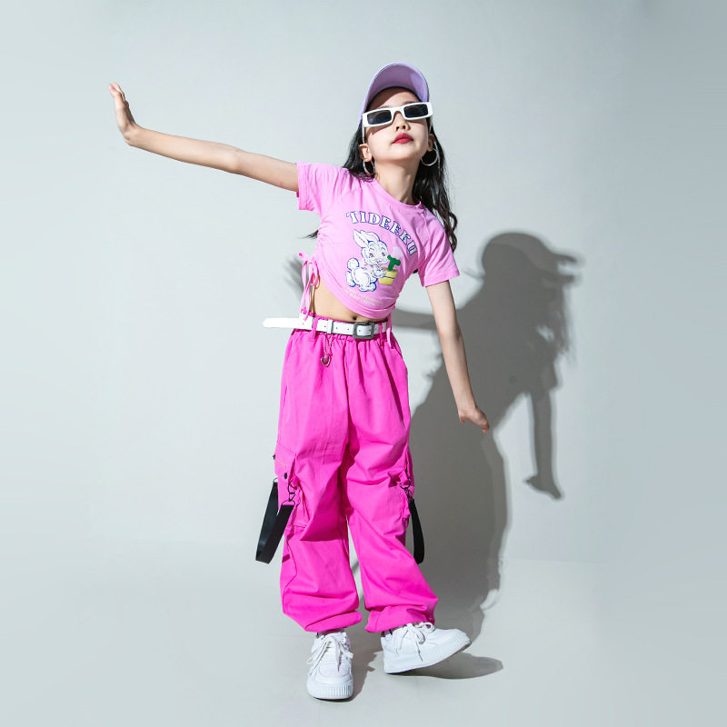 爵士舞服装女童少儿街舞模特走秀潮服2023新款夏季时尚女孩表演服