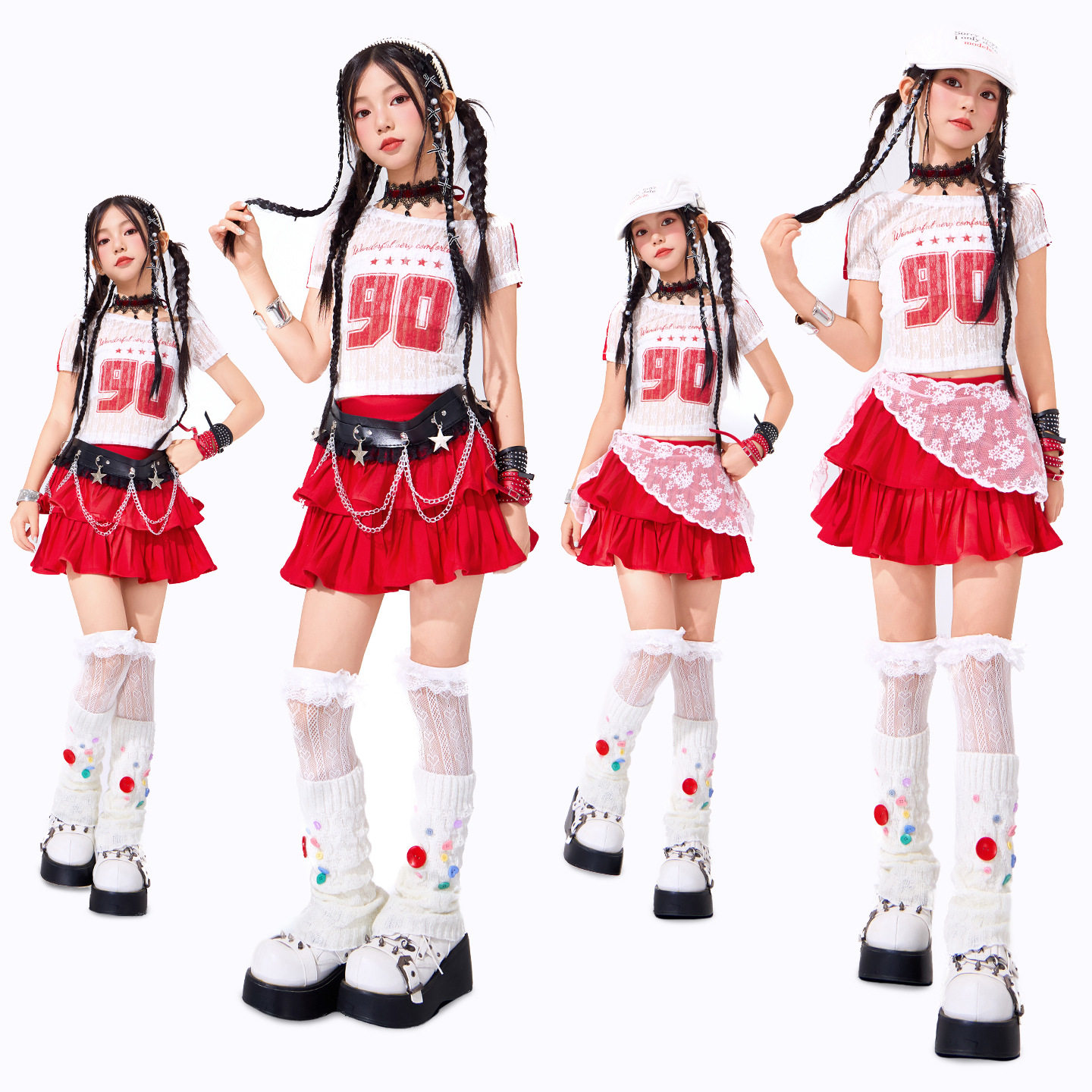 女童爵士舞服装jazz潮酷时髦舞蹈练功走秀潮服套装少儿街舞演出服