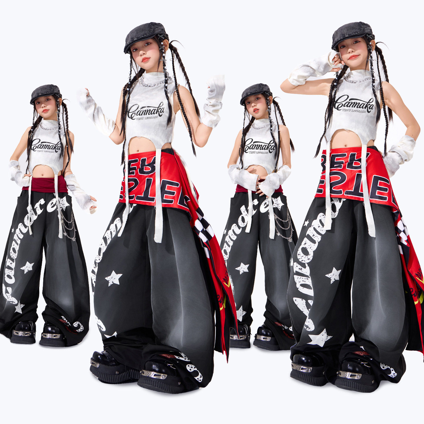 少儿爵士舞演出服美式辣妹背心儿童jazz时髦潮酷女童爵士舞服装夏