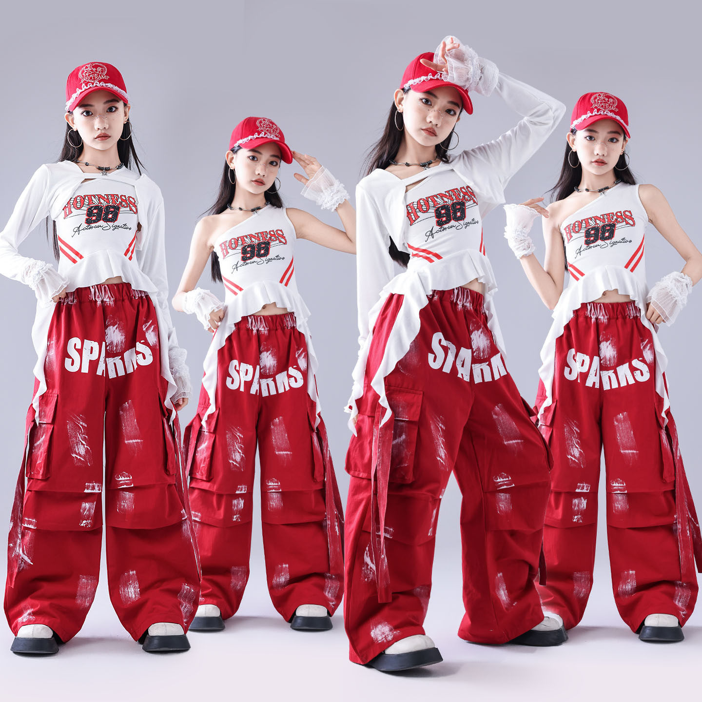 爵士舞女童服装潮酷时髦元旦儿童喜庆演出服少儿舞台表演走秀潮服