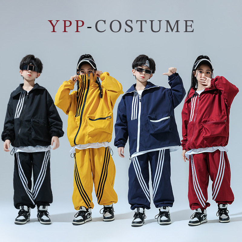 儿童街舞演出服hiphop少儿运动会中小学生跑酷套装个性