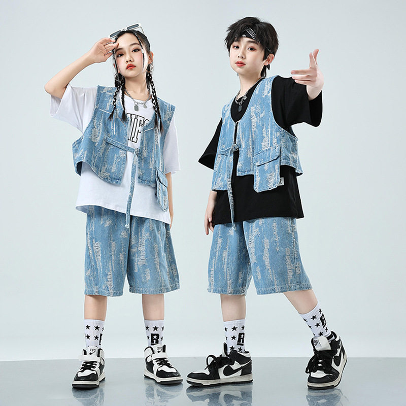 街舞儿童潮服春秋男童定制潮服爵士舞女童服装甜酷少儿hiphop走秀