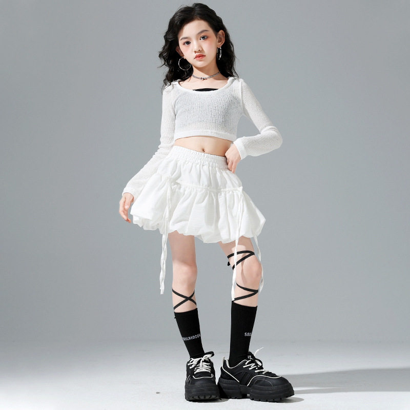 爵士舞演出服女童韩版露脐套装女孩jazz街舞走秀女团表演服