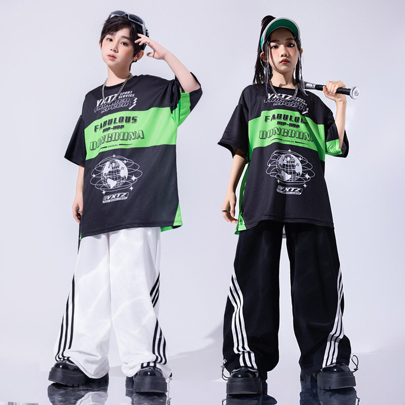 街舞儿童潮服酷帅宽松速干男童定制潮牌套装hiphop童装少儿演出服