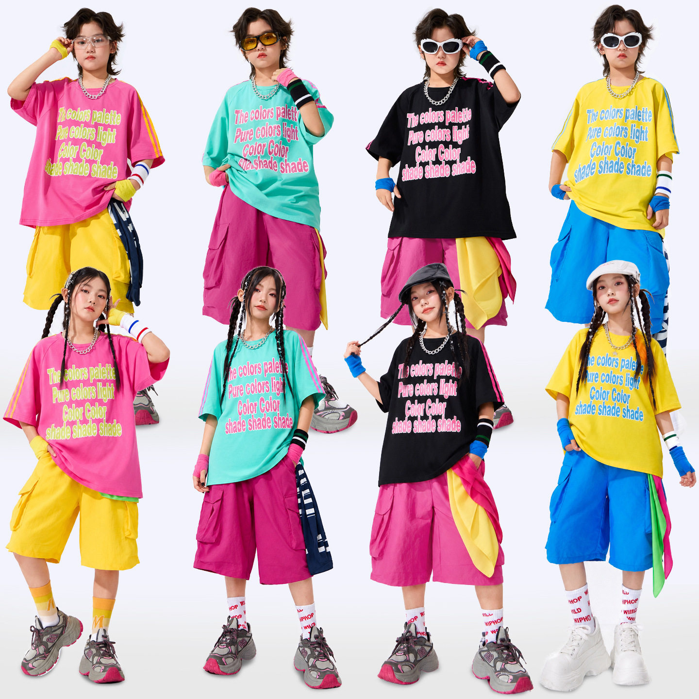 儿童街舞潮服男童酷帅嘻哈套装少儿演出服女童爵士舞表演服装夏季