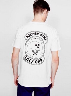 LAZY OAF新品男装FORVER个性骷髅印花修身休闲短袖圆领纯棉T恤