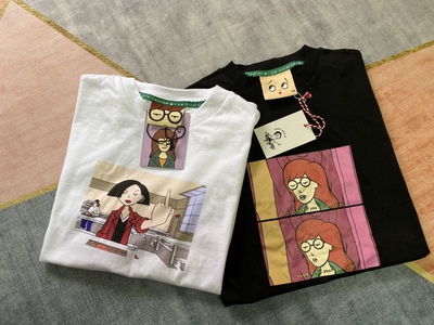 Lazyoaf联名款动漫印花休闲黑色宽松大码中长款纯棉短袖T恤女夏