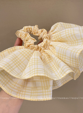 氛围感黄色裙边发圈女高级感2025新款绑发发绳双层大肠圈头花头饰