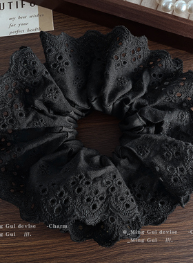 黑色蕾丝花边大肠发圈女2024新款高端皮筋女扎头头绳韩系发绳头饰