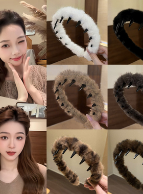 复古毛绒豹纹发箍女洗脸头箍高级感洋气时尚发卡显脸小高颅顶神器