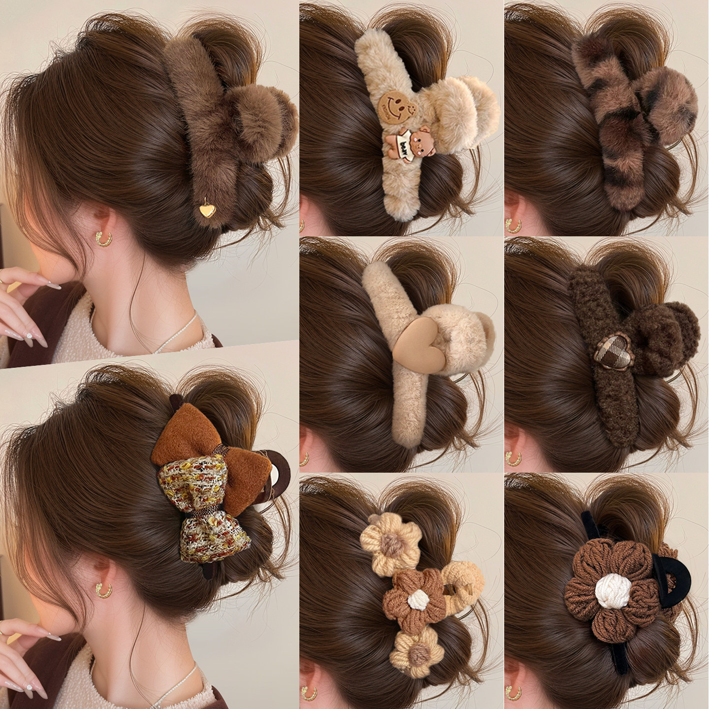 秋冬毛绒抓夹大号发量大发夹女2025新款高端鲨鱼夹后脑勺夹子头饰,饰品/流行首饰/时尚饰品新,发饰,淘宝优惠券,粉丝福利购,淘宝优惠卷