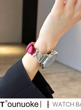 xit适用华为gt5手表gt4pro表带女士新款gt3头层牛皮watch4pro荔枝纹金属爱心watch3皮质荣耀4pro创意时尚