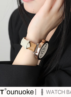 xit适用华为gt5手表表带gt4新款GT3pro真羊皮gt6拼色watch3高级wtach4秋冬46mm女款荣耀magic4pro苹果iwatch