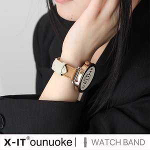 xit适用华为gt5手表表带gt4新款GT3pro真羊皮gt6拼色watch3高级wtach4秋冬46mm女款荣耀magic4pro苹果iwatch