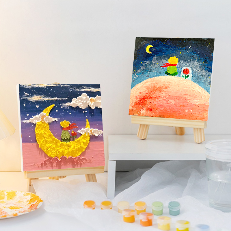 小王子桌面肌理画diy材料包创意美术画画画室推荐暖场活动装饰画图片
