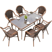 远茂网红别墅户外桌椅庭院露天腾椅藤编椅室外藤椅组合防水防晒