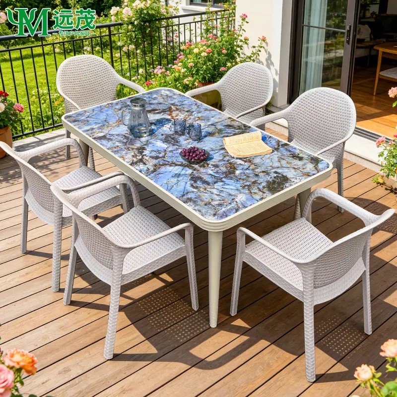 【远茂品牌】庭院轻奢岩板桌户外花园铝合金北欧室外外摆桌椅组合,住宅家具,桌椅套件,淘宝优惠券,粉丝福利购,淘宝优惠卷