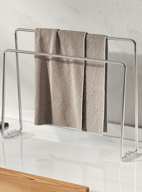 304不锈钢抹布沥水架台面窄款厨房置物架化妆室收纳层架专用晾晒