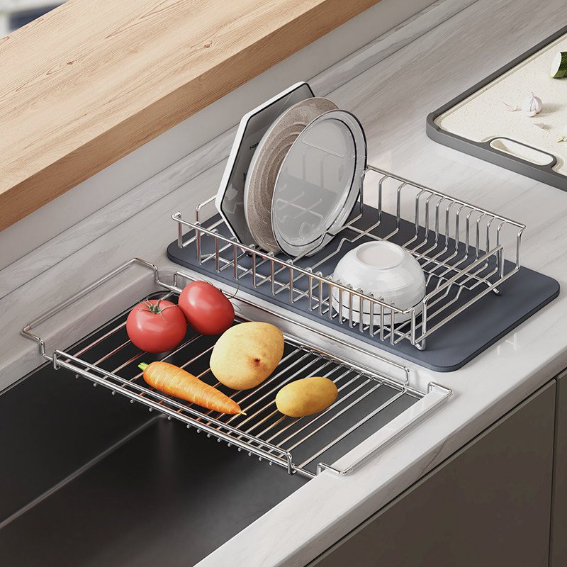 304不锈钢伸缩沥水架厨房水槽洗菜篮碗碟置物架台面收纳架,厨房/烹饪用具,碗架,淘宝优惠券,粉丝福利购,淘宝优惠卷