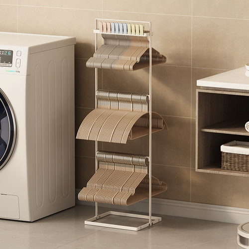 阳台衣架收纳神器落地免打孔整理夹子置物架多功能多层存放衣服架