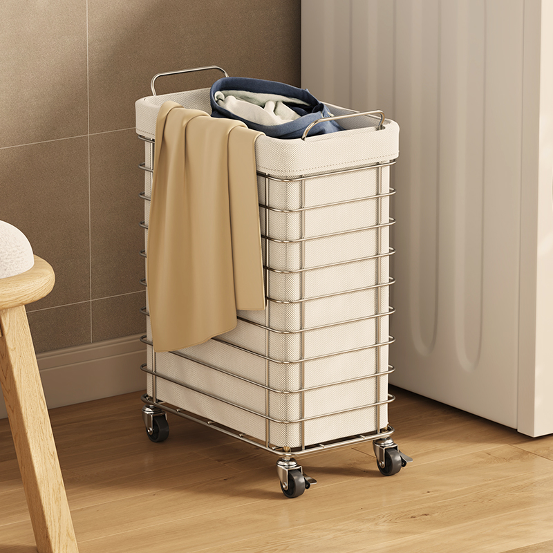 大容量衣服收纳筐可移动带轮子