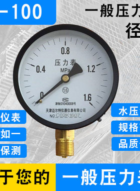 包邮普通压力表Y-100气压表水压表0-0.6/1.6/2.5/6/10/25/60MPA