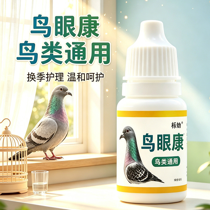 鸽子单眼伤风眼流泪肿胀闭眼流泪信鸽赛鸽幼鸽专用滴眼液