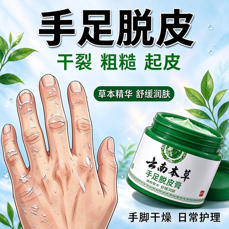 云南本草手足脱皮膏脚后跟干燥护理手部足部润肤舒缓膏