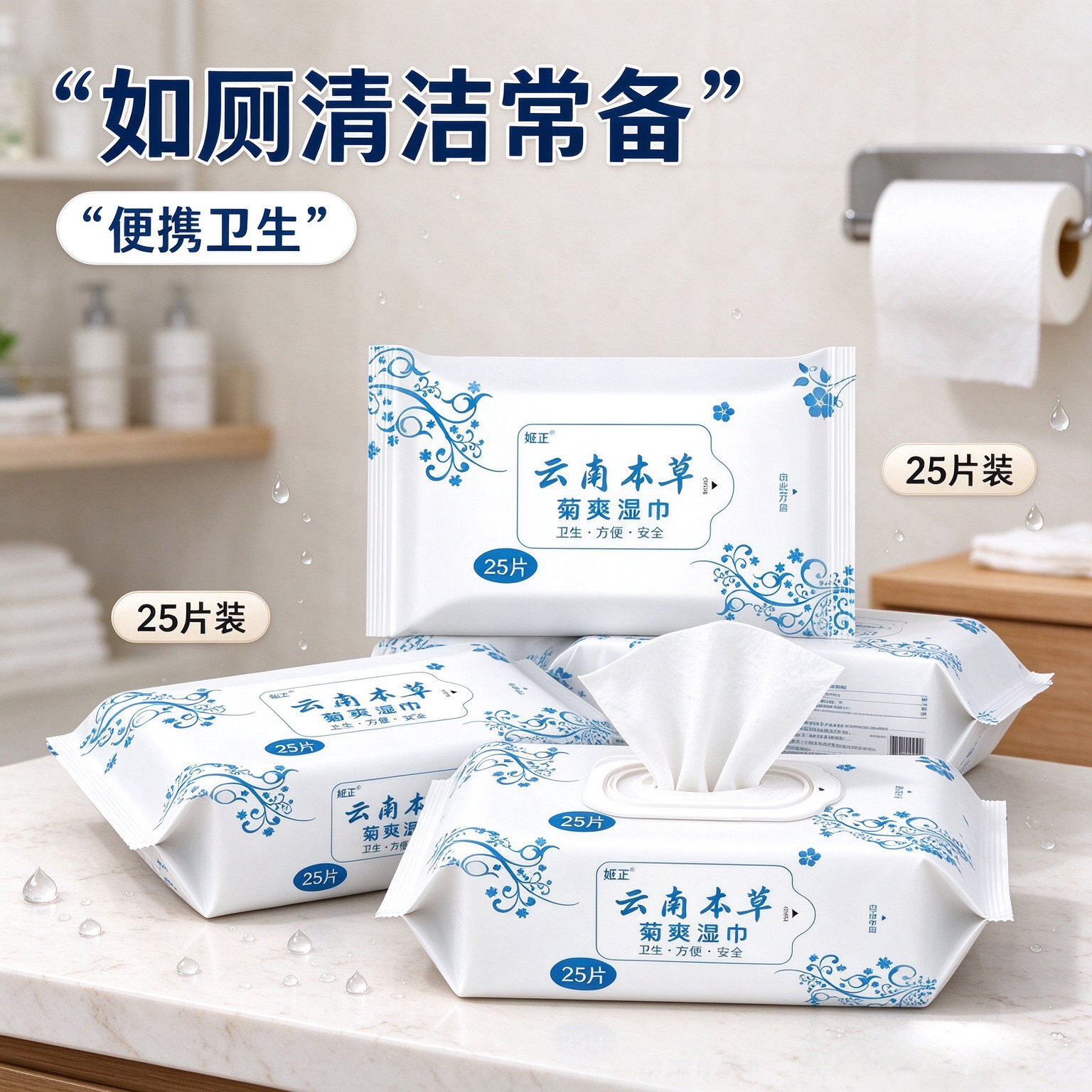 姬正菊爽湿巾日常私处肛周清洁湿厕巾柔软亲肤如厕护理湿巾25片装