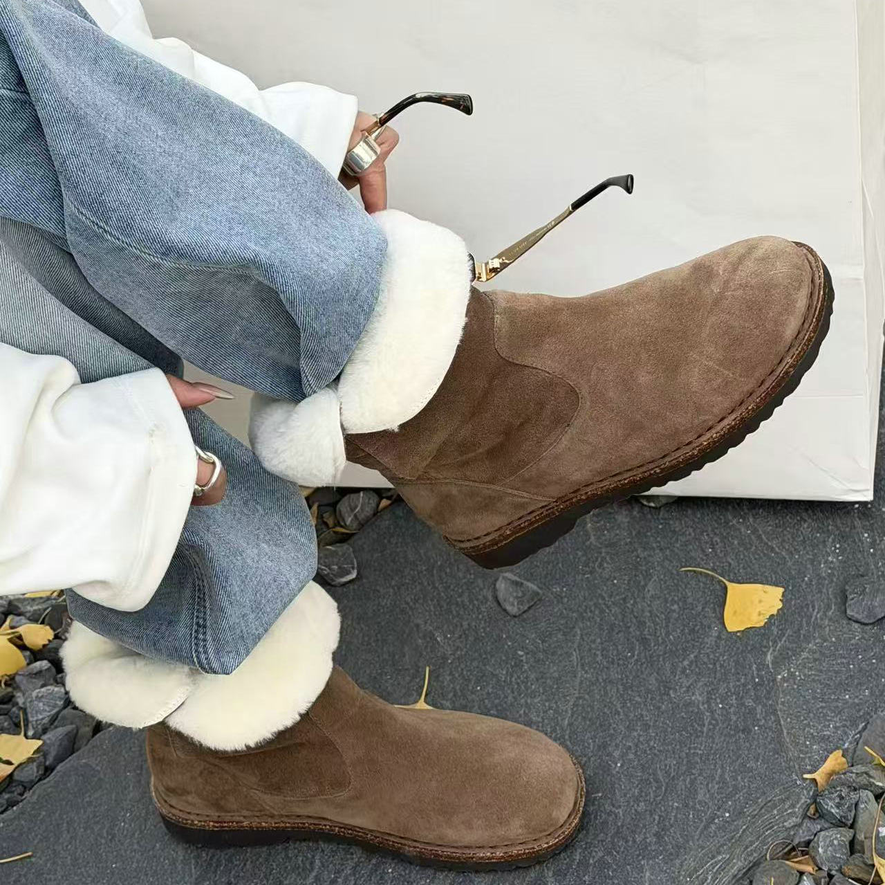 诗歌兰女鞋雪地靴女冬季加绒保暖